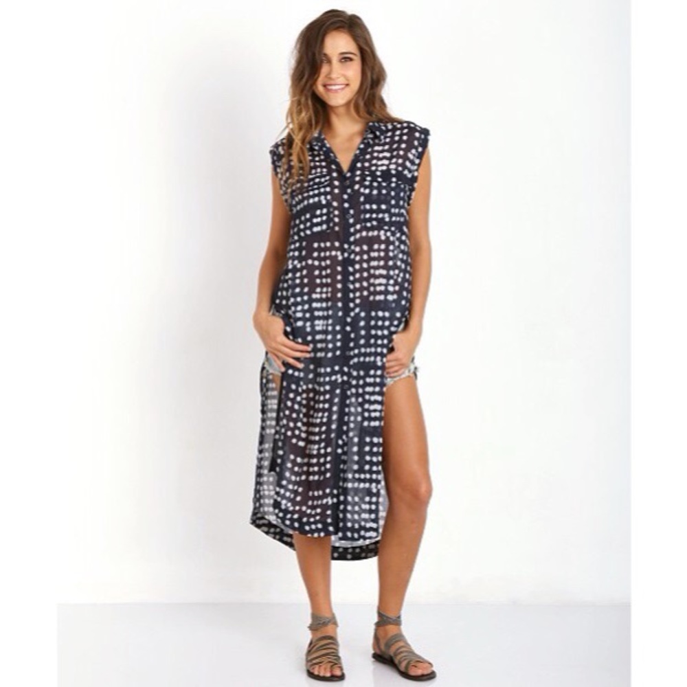 Free People Mercer Street Maxi Duster Shirt sz Sm